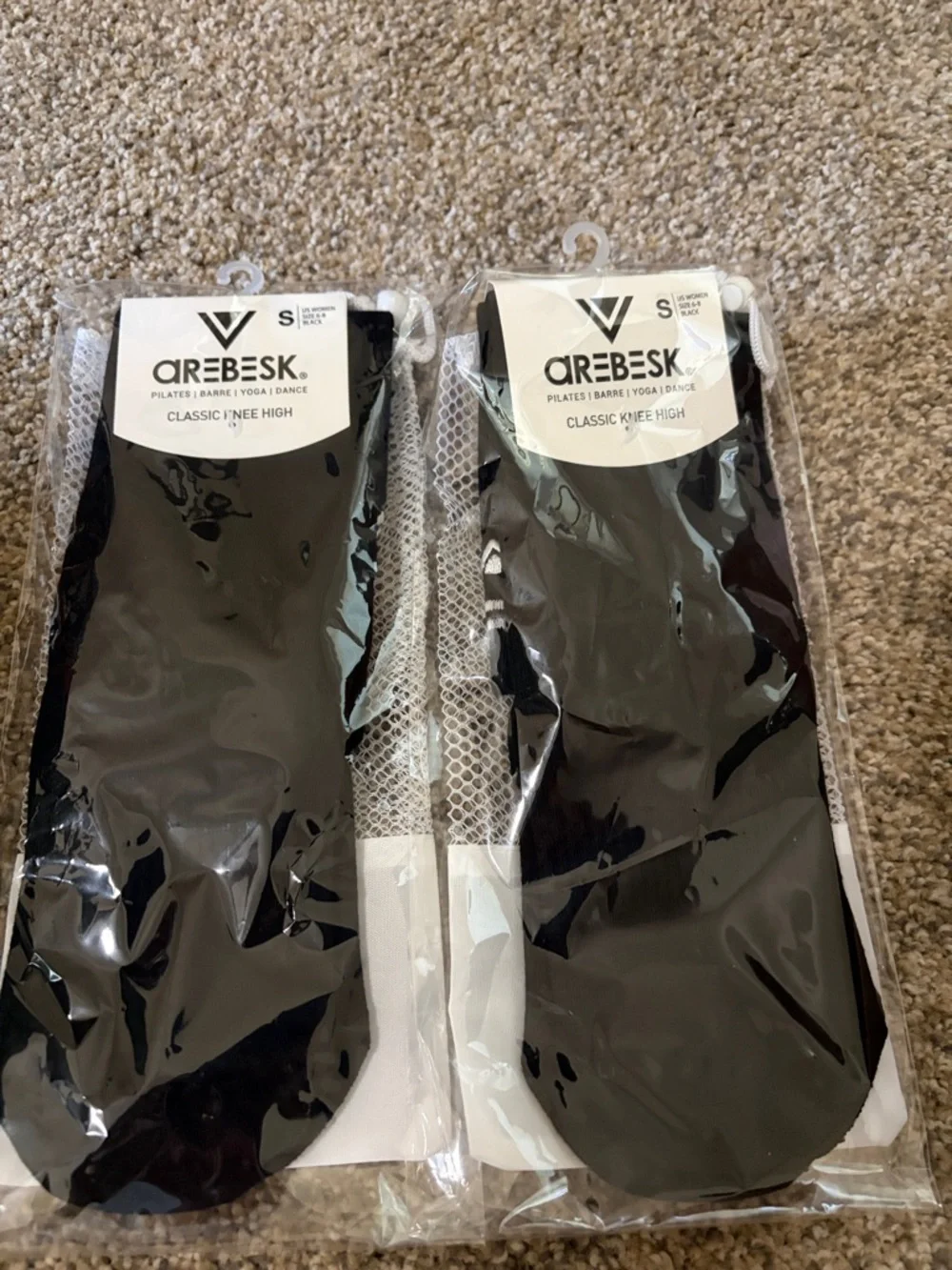 Arebesk Classic Knee High Grip Socks - Black - Small (2 Packs)